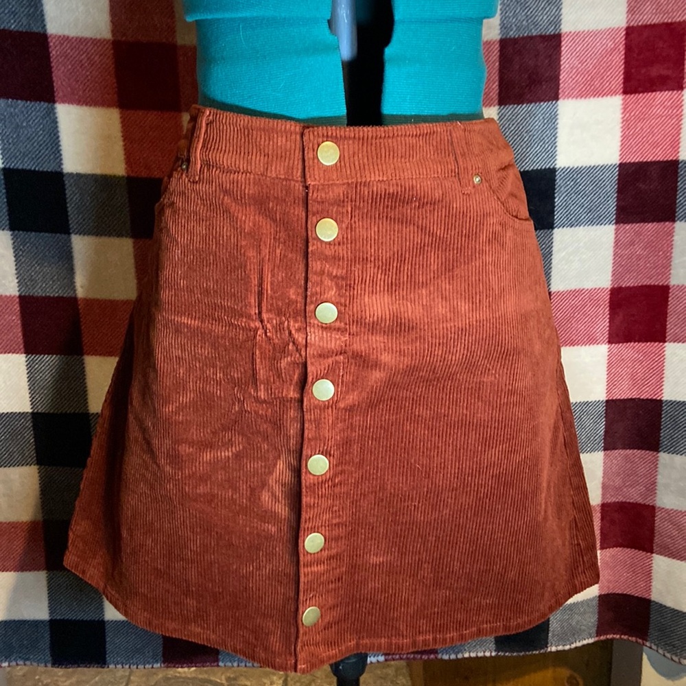 corduroy red skirt